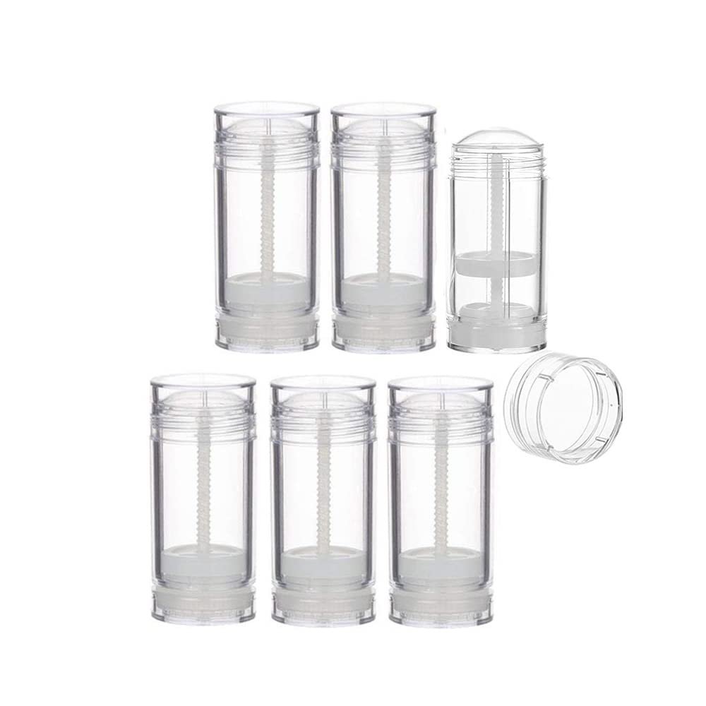 15ml Twist-up Deodorant Containers Clear Empty Plastic Reusable Round Shape Bottom Filling Deodorant Tubes for DIY Travel (6Pcs)