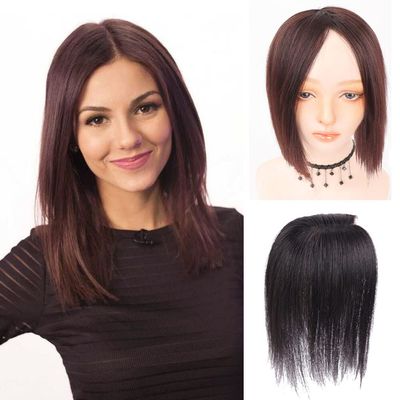 10x12cm Large Rose Base Human Hair Topper One Piece Clip in Straight Crown Hairpiece (30cm Brown)