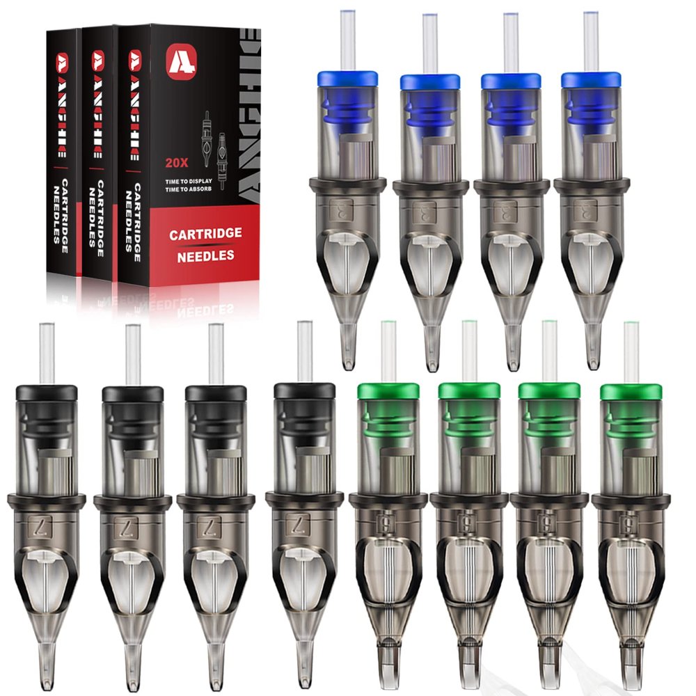 Tattoo Cartridge Needles - Anghie 60pcs Tattoo Needles Mixed 5RL 7RL 9RL 5RS 7RS 9M1 for Liner and Shader