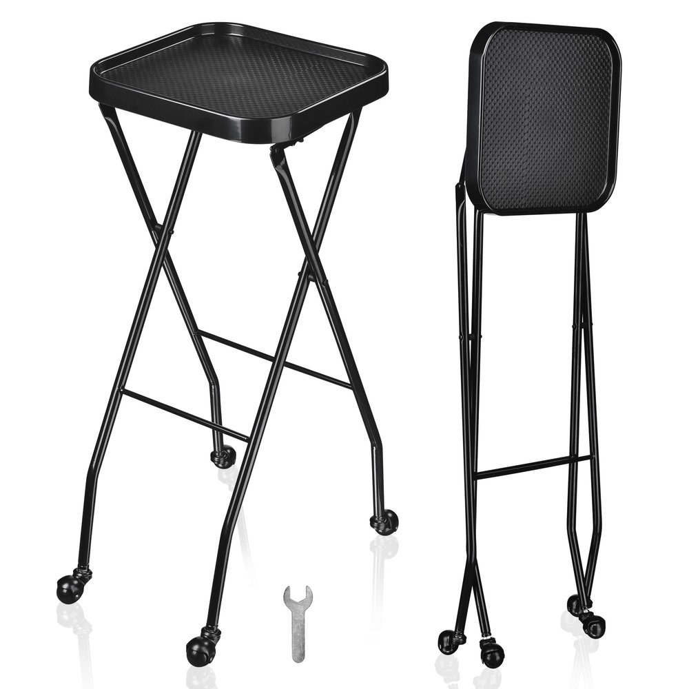 BYOOTIQUE Salon Folding Rolling Tray Station Service Trolley Salon Cart Storage Cart for Barber Shop Medical Tray for Easy Storage