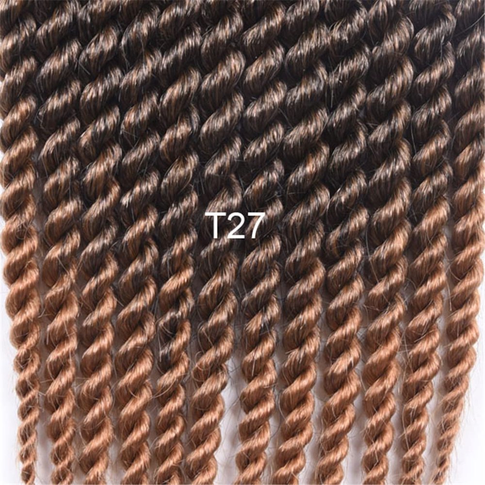 12" 18"12Roots/Pack Senegalese Big Crotchet Hair Extensions Synthetic Ombre Braiding Hair Crochet Braids 18 Colors T1B27 18inches 9Pcs/Lot