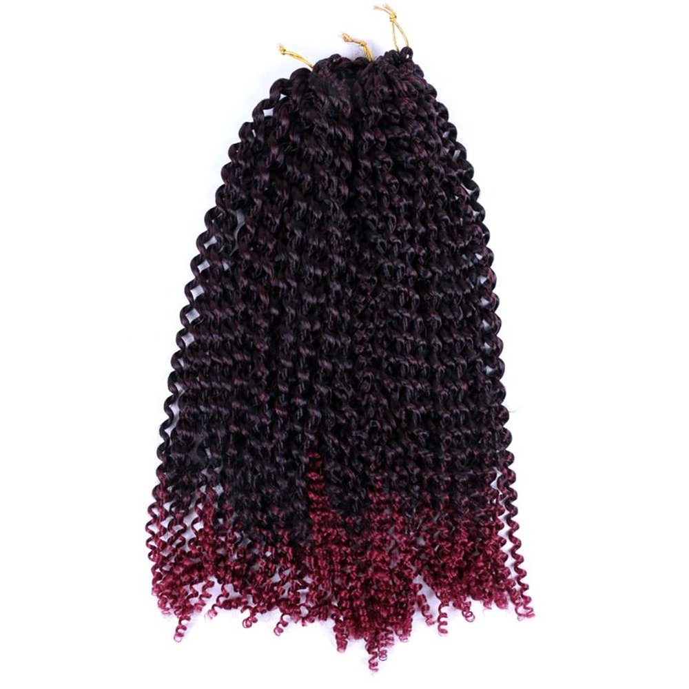 18" 22 Strands Water Wave Crochet Braids Hair Synthetic Mix Blonde Ombre Braiding Hair Extensions T1BBurgundy 18inches 1Pcs/Lot