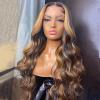 13x6 HD Transparent Lace Front Natural Wave Water Wave Human Hair Wig With Baby Hair Ombre Blonde Highlight #1B/27 Color For Black Women Hair Replacement Wigs 150% Density Pre-Plucked 16 Inch view 2