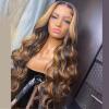 13x6 HD Transparent Lace Front Natural Wave Water Wave Human Hair Wig With Baby Hair Ombre Blonde Highlight #1B/27 Color For Black Women Hair Replacement Wigs 150% Density Pre-Plucked 16 Inch view 3