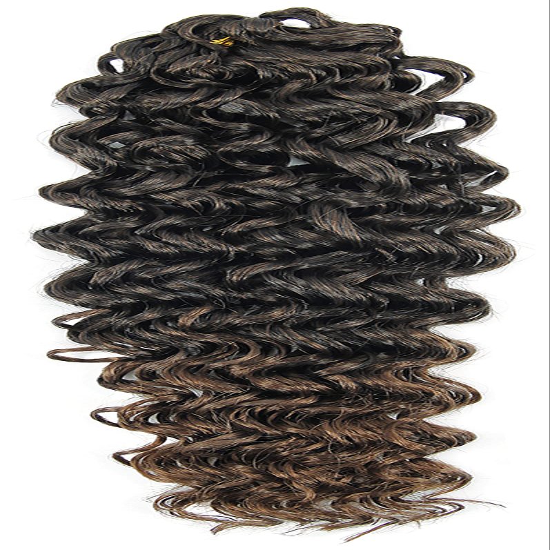 18Inches Synthetic Deep Wave Crochet Hair Bohemian Crochet Braids Ombre Color Deep Wave Braiding Hair Extensions T1B30 18inches 7Pcs/Lot