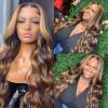 13x6 HD Transparent Lace Front Natural Wave Water Wave Human Hair Wig With Baby Hair Ombre Blonde Highlight #1B/27 Color For Black Women Hair Replacement Wigs 150% Density Pre-Plucked 20 Inch view 1
