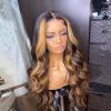 13x6 HD Transparent Lace Front Natural Wave Water Wave Human Hair Wig With Baby Hair Ombre Blonde Highlight #1B/27 Color For Black Women Hair Replacement Wigs 150% Density Pre-Plucked 20 Inch view 4