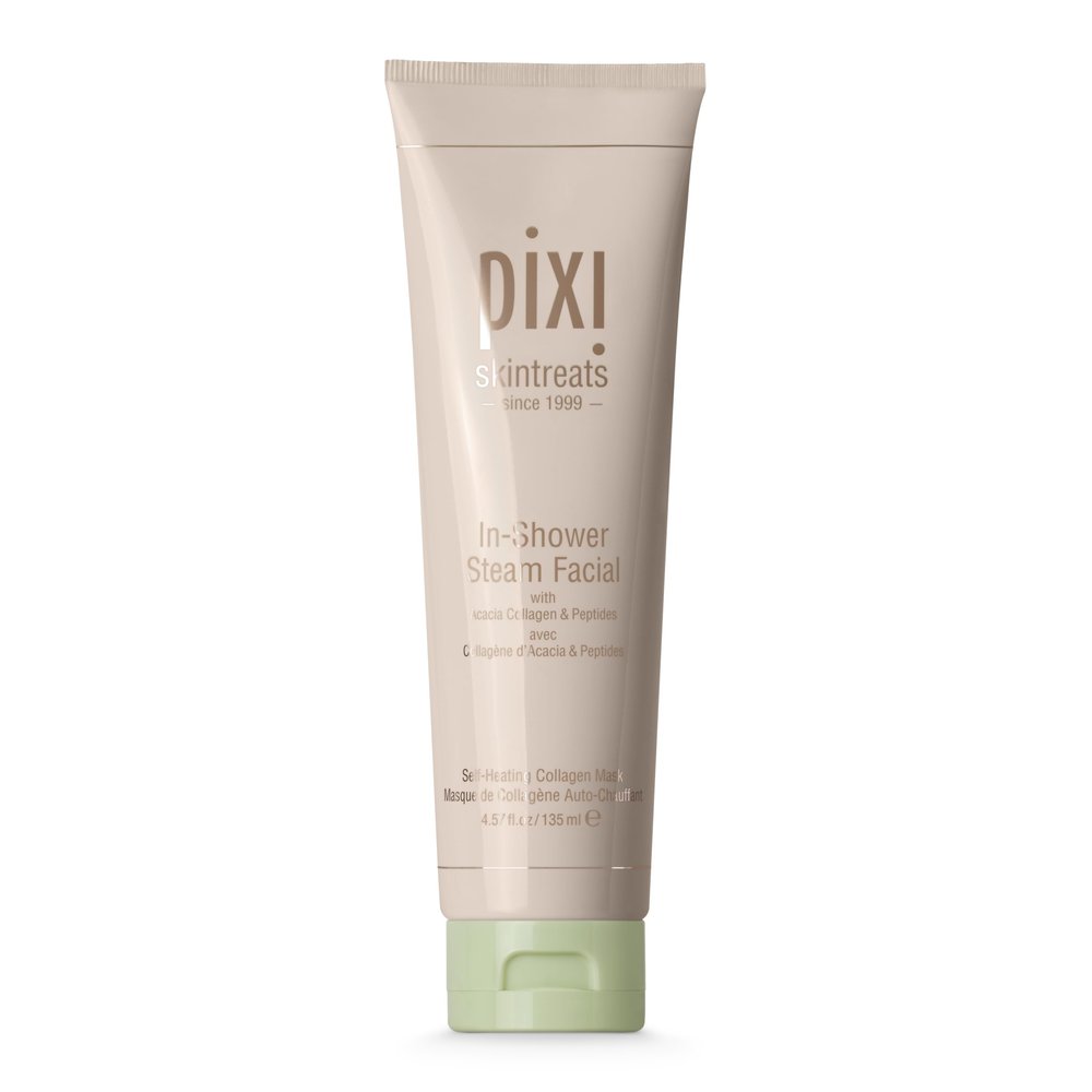 Pixi In-Shower Steam Facial | Gel-to Oil Cleanser for Radiant Skin | Deeply Nourishes, Softens & Tones | Self-heating for Use in Shower or Bath | 4.6 fl oz/ 135 ml
