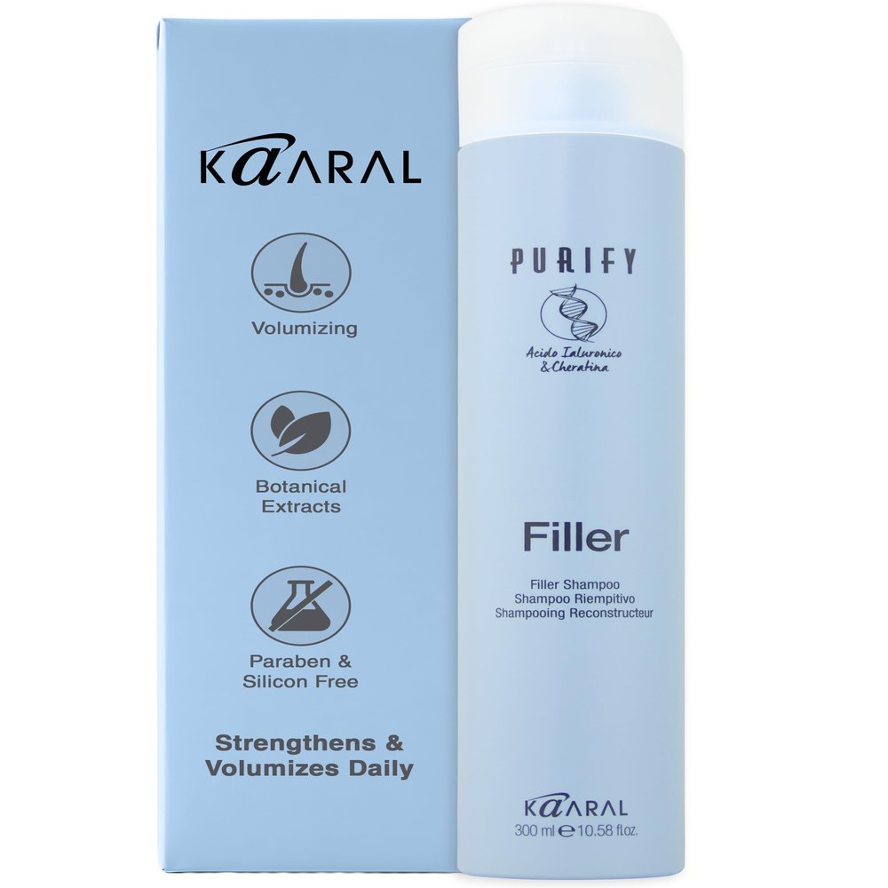 Kaaral Purify Filler Shampoo - Strengthening & Volumizing Formula for Women & Men - Thickening Hair Care for Fuller Appearance, Repair and Nourishment of Fine or Damaged Hair - 300ml