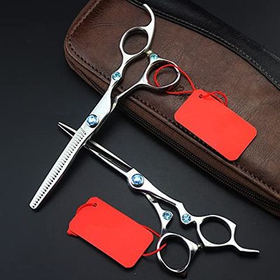 Hair Cutting Scissors, Professional 6' 440c steel hair scissors set cutting barber hot scissor thinning shears hairdressing scissors BY ZZYY (Color : Set with bag)
