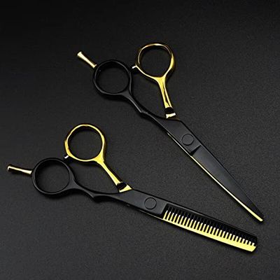 Hair Cutting Scissors, 2 color professional japan 440c 5. 5' cut hair scissors set hair cutting barber haircut thinning shears hairdressing scissors BY ZZYY (Color : Black)