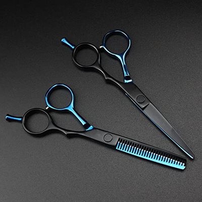 Hair Cutting Scissors, 2 color professional japan 440c 5. 5' cut hair scissors set hair cutting barber haircut thinning shears hairdressing scissors BY ZZYY (Color : Red)