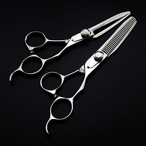 Hair Cutting Scissors, Japan steel 6 inch hair salon scissors beauty cutting barber haircut Curved Thinning shears hairdressing scissors BY ZZYY (Color : Set)