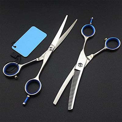 Hair Cutting Scissors, Professional Japan 9cr13 6 ' bent hair scissors cutting barber makeup scissor thinning shears hairdressing scissors set BY ZZYY (Color : Set)