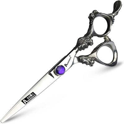 6 inch professional hairdressing scissors exquisite purple gemstone hairdresser special tools silver high hardness 400c stainless steel hairdressing scissors
