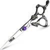 6 inch professional hairdressing scissors exquisite purple gemstone hairdresser special tools silver high hardness 400c stainless steel hairdressing scissors view 1