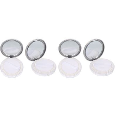 SOLUSTRE 4pcs Portable Cosmetic Case Loose Box with Puff Mirror Compact Design for Home Travel Use Lightweight Makeup Container