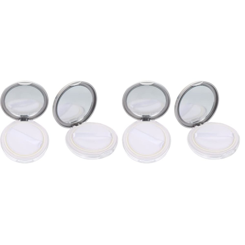 SOLUSTRE 4pcs Portable Cosmetic Case Loose Box with Puff Mirror Compact Design for Home Travel Use Lightweight Makeup Container