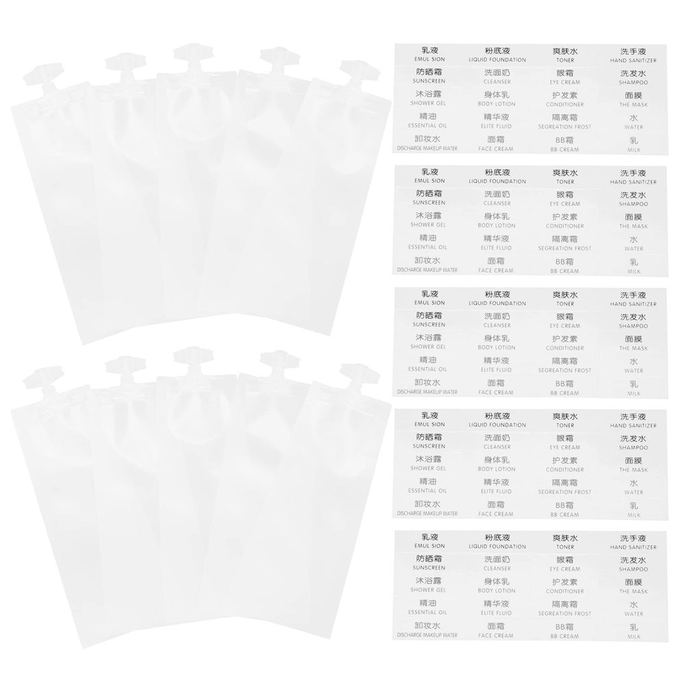 1set Lotion Bag Liquid Packaging Bags Refillable Empty Storage Sample Bags Shampoo Lotion Storage Bags Cosmetic Aluminized Pure Aluminum Composite Disposable Travel White