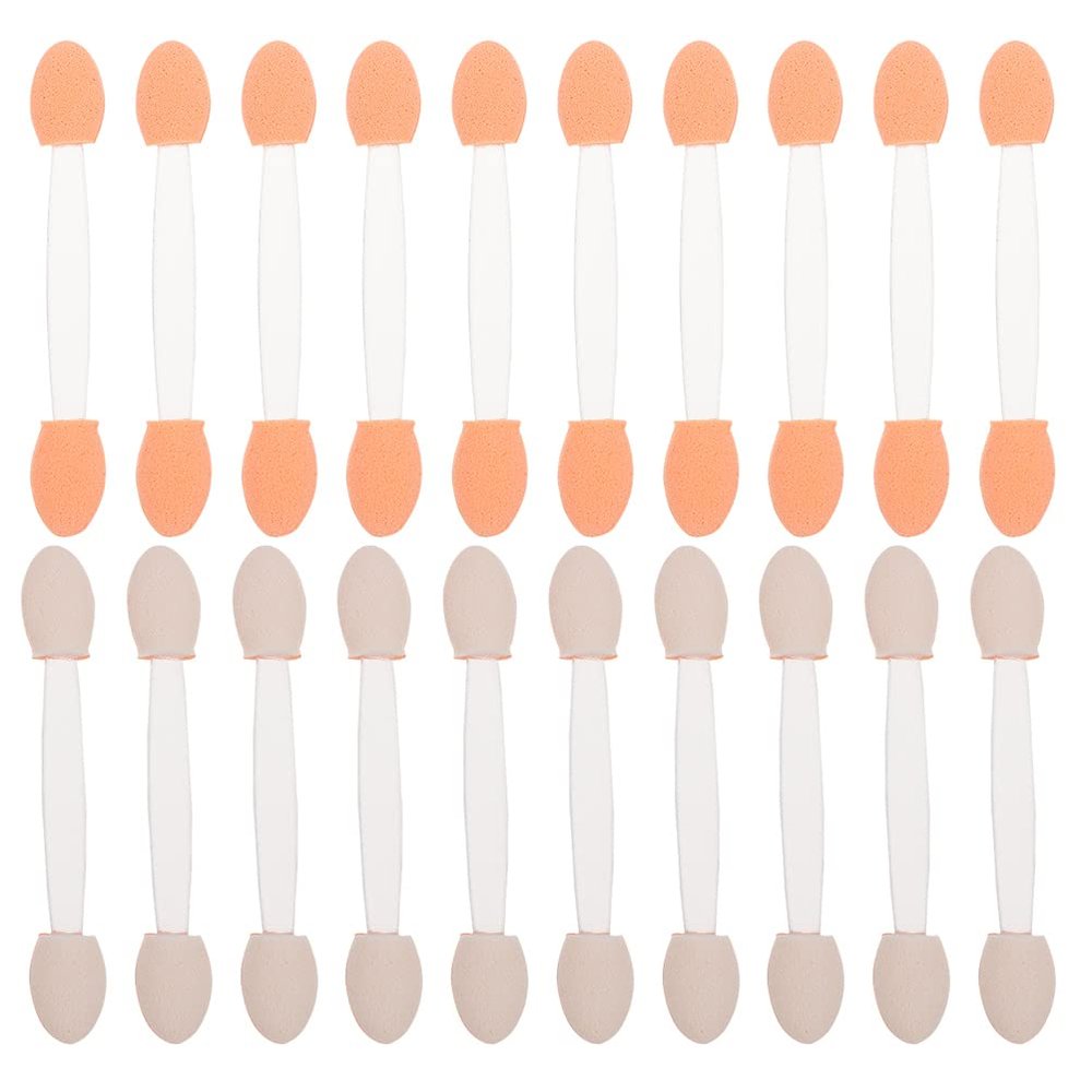 50pcs Two-color Eyeshadow Brush Cosmetic Blending Sponge Makeup Eye Makeup Accessories for Girls Eye Patch Double Head Latex Head Woman White