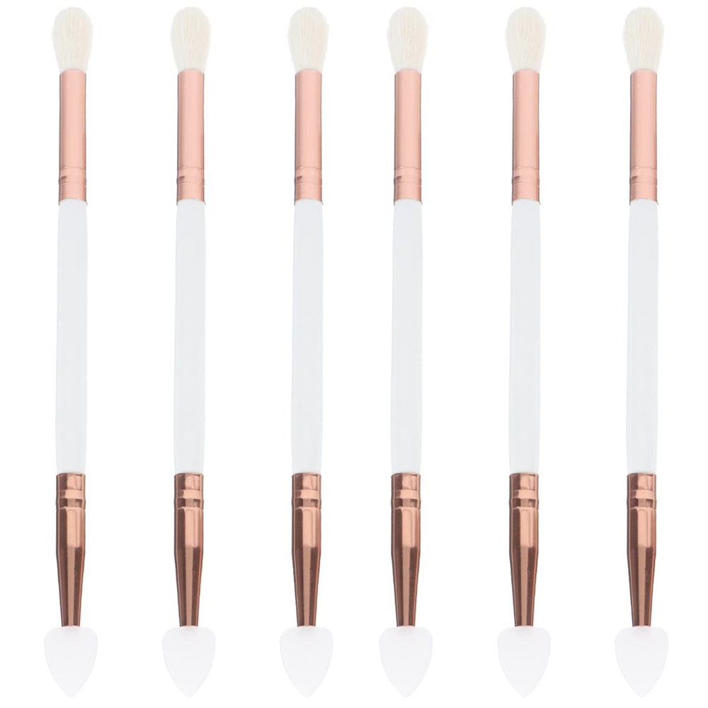 SOLUSTRE 6pcs Dual-headed Eyeshadow Brush Compact Handheld Applicator for Makeup Artists and Beginners Soft and Comfortable Tips for Effortless Blending Eyeshadow Makeup Accessory