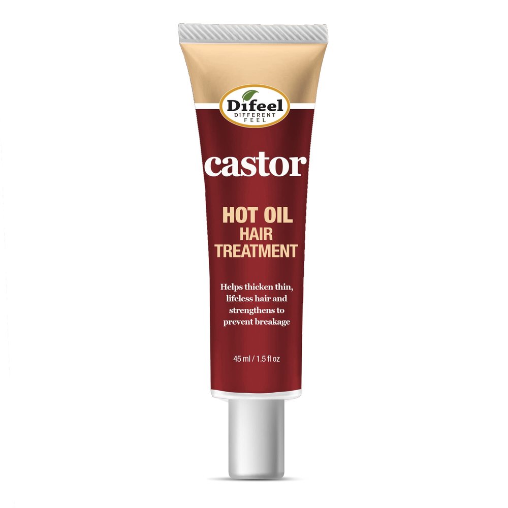 Difeel Hot Oil Hair Treatment with Castor Oil 1.5 oz. - Natural Castor Oil for Hair Growth