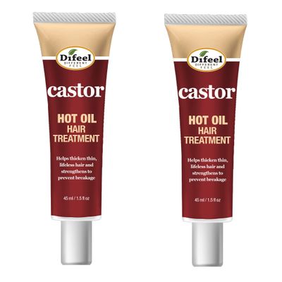 Difeel Hot Oil Hair Treatment with Castor Oil 1.5 oz. (Pack of 2) - Natural Castor Oil for Hair Growth
