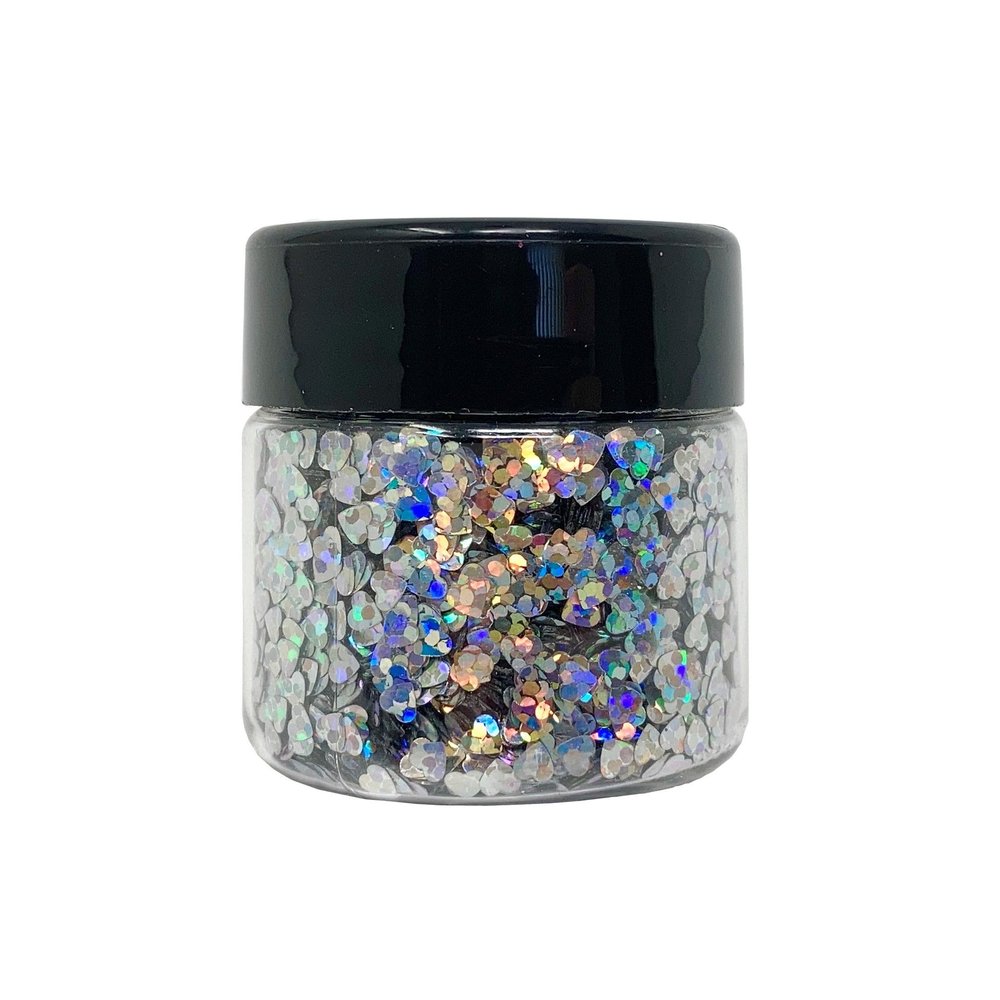 DIY Kit Creations: Biodegradable Crystal Hearts Cosmetic Grade Glitter 0.75 oz jar - Vegan & Made in The USA