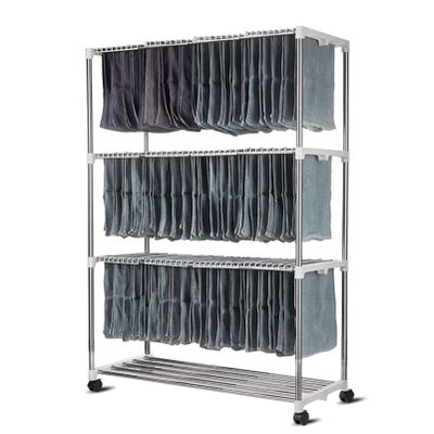 3-Layer Stainless Steel Towel Rack, Commercial Floor-Standing Towel Drying Rack Rolling Trolley, Car wash Beauty Salon Barber and Hair Salon Dedicated Floor Drying Rack Multi-bar Rack