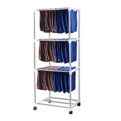 3-Layer Stainless Steel Towel Rack, Commercial Floor-Standing Towel Drying Rack Rolling Trolley, Car wash Beauty Salon Barber and Hair Salon Dedicated Floor Drying Rack Multi-bar Rack