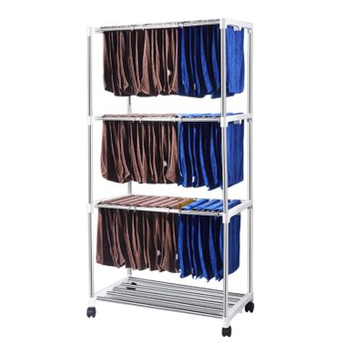 3-Layer Stainless Steel Towel Rack, Commercial Floor-Standing Towel Drying Rack Rolling Trolley, Car wash Beauty Salon Barber and Hair Salon Dedicated Floor Drying Rack Multi-bar Rack