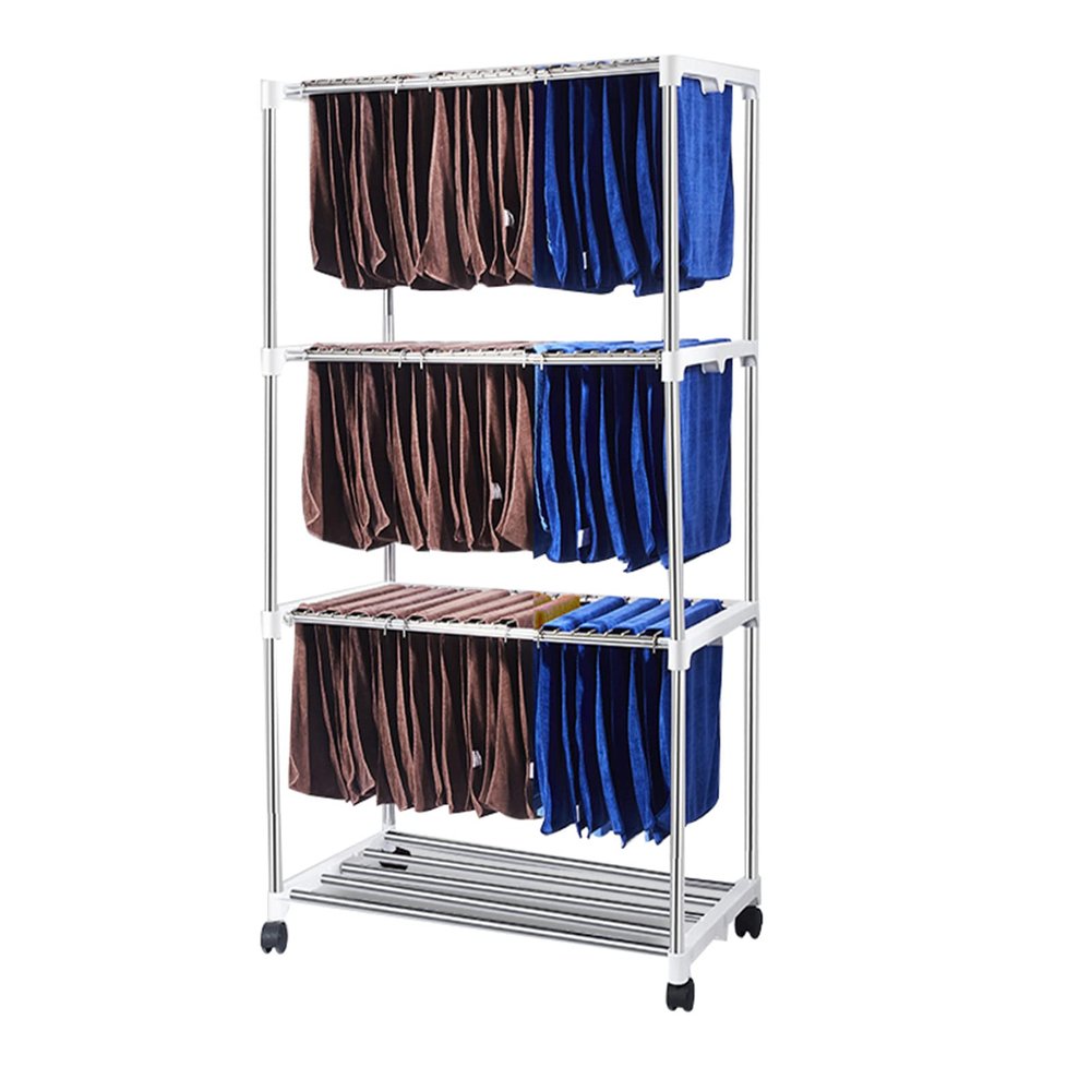 3-Layer Stainless Steel Towel Rack, Commercial Floor-Standing Towel Drying Rack Rolling Trolley, Car wash Beauty Salon Barber and Hair Salon Dedicated Floor Drying Rack Multi-bar Rack
