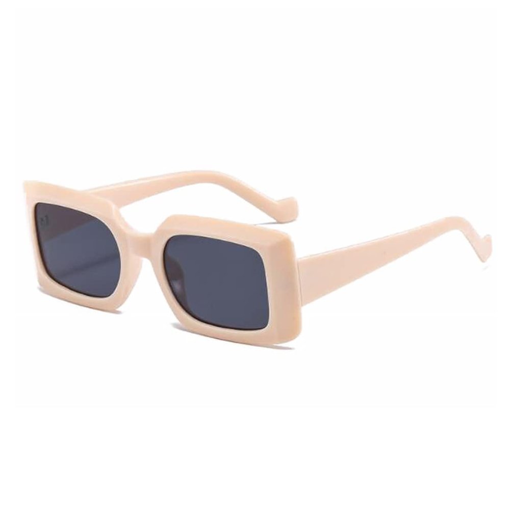 Fashion Candy Color Sunglasses Men and Women Simple Square Frame Sunglasses Sunscreen Travel Glasses (Rice Yellow)