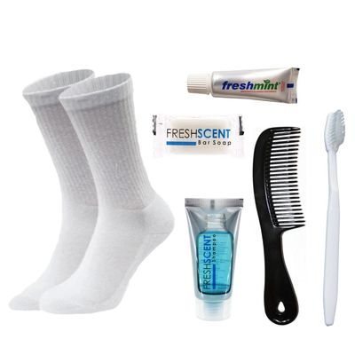 Bulk Homeless Care Kit and Supplies 24 Basic Kits and 24 Pair Crew Socks