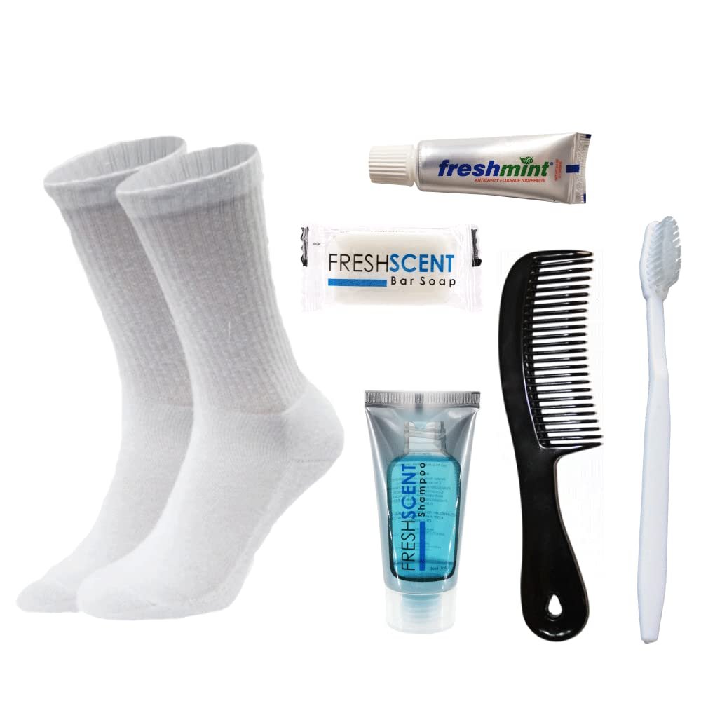 Bulk Homeless Care Kit and Supplies 24 Basic Kits and 24 Pair Crew Socks
