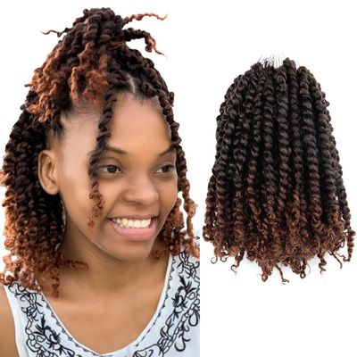 KAVSORAPI Passion Twist Hair,10 Inch Passion Twist Braiding Hair,Short Pre Looped Crochet Twist Jumbo Pre-twisted Two Strand Braids 8 Packs (T30/Ombre Medium Dark Brown)