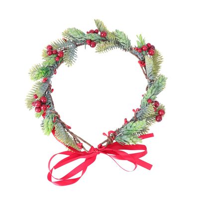 OSALADI Christmas Floral Headbands Christmas Wreath Crown Red Berry Headband Headpiece Head Wreath For Girls Women