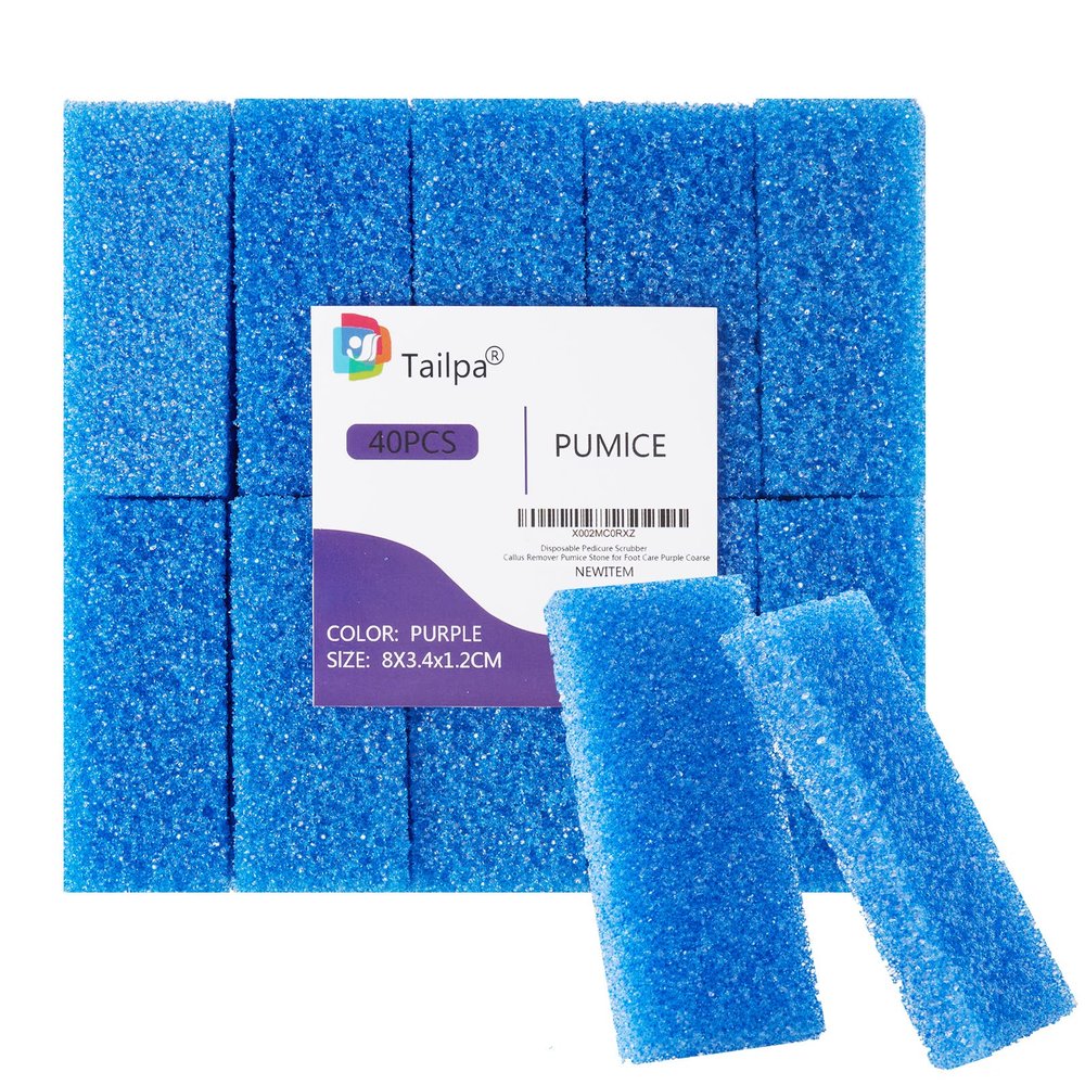 40 Pcs Pumice Stone for Feet Foot Scrubber Sponge for Feet Care and Callus Remover Mini Disposable Pumice Pads for Dead Skin Remover (Blue)