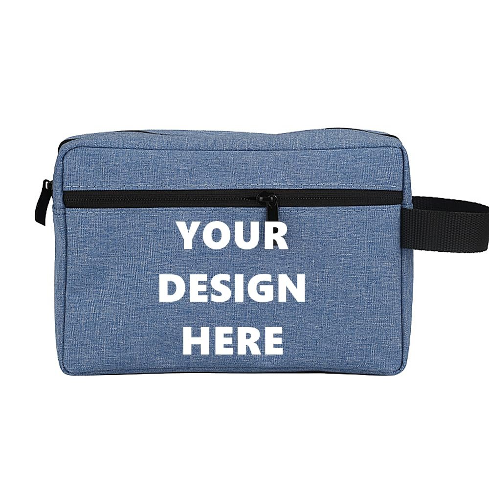 Muka Personalized Toiletry Bag, Custom Dopp Kit, Personalized Makeup Bags-Blue