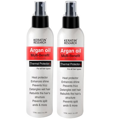 KERATIN RESEARCH Thermal Hair Protector Spray - Enhances Shine, Eliminates Frizz, Detangles, Prevents Split Ends, Replenishes Nutrients, Heat Activated for Styling