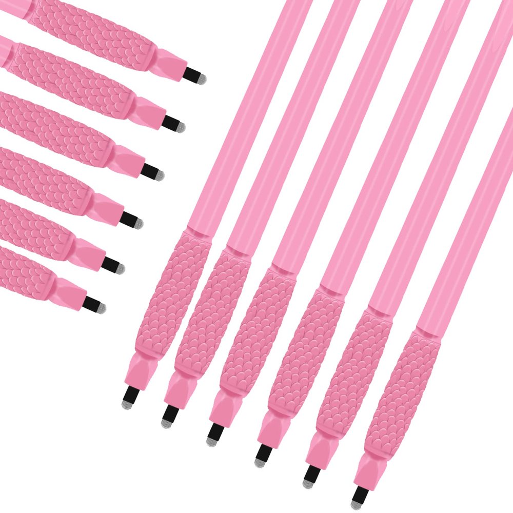 Guapa 10pcs Microblading Disposable Pen with Pigment Sponge 0.15mm U Shape 18Pins Permanent Makeup Needle Blades For Eyebrow Microblading Supplies