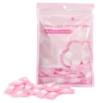 Colorlife Compressed Towels 100 PCS Disposable Portable Face Towel Mini Tablets Cotton Coin Tissue for Travel, Hiking, Camping, Sport, Beauty Salon, Home Hand Wipes and Other Outdoor Activities Pink