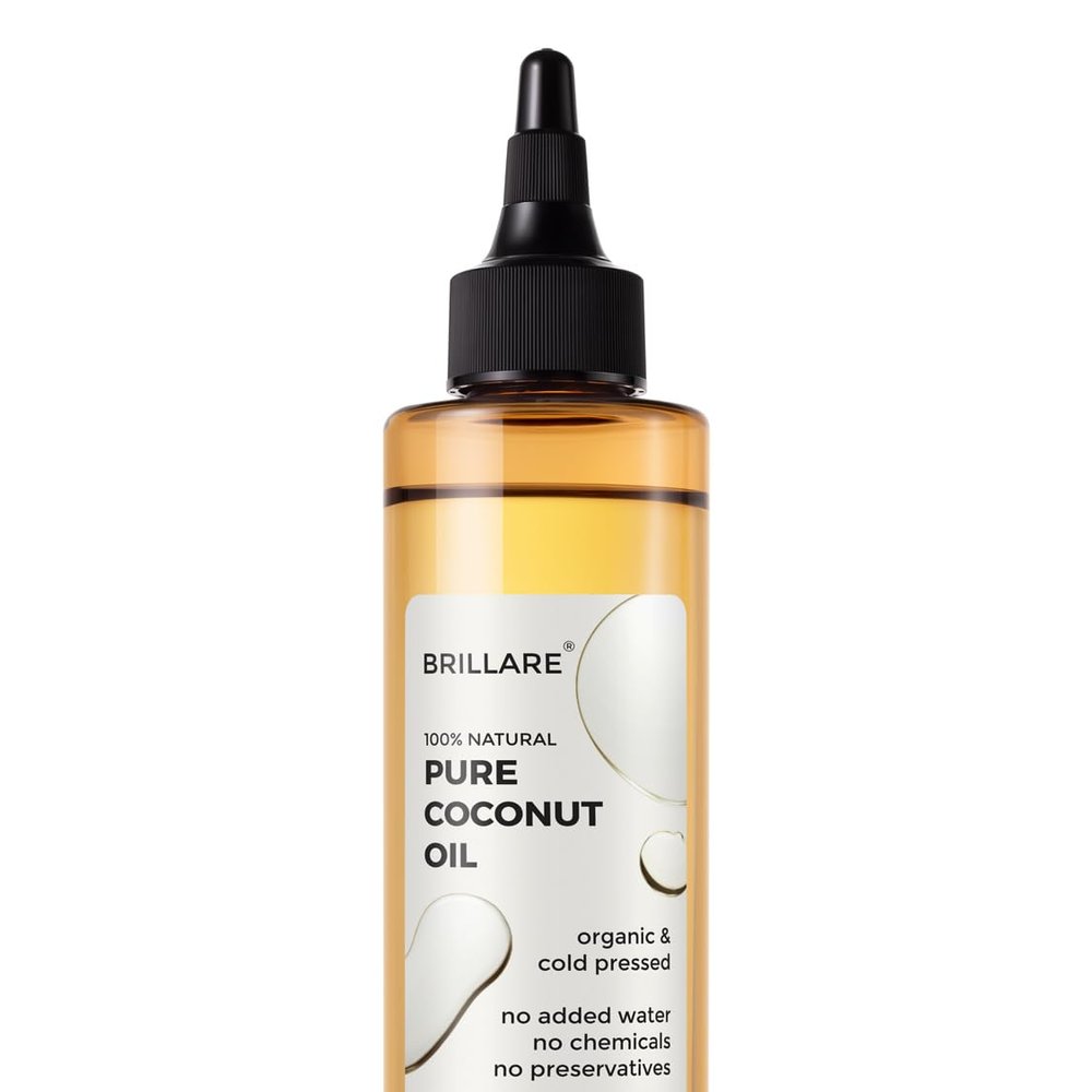 BRILLARE Pure Coconut Oil, Natural & Cold Pressed, For All Hair Type & Skin Care, Repairs Damage & Helps in Hair Regrowth, 200ml