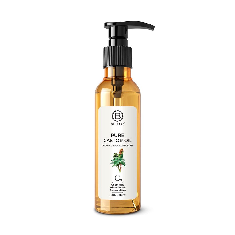 BRILLARE Pure Castor Oil, Natural & Cold Pressed, For Hair, Skin care, Nails & Eyelash, Strengthens Roots, Rich in Vitamin E, 200ml