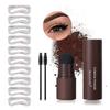 Eyebrow Stencil Kit, One Step Brow Powder Stamp Makeup with 10 Reusable Eyebrow Stencils2 Eyebrow Pen Brushes, Professional Waterproof Brow Powder Stamp (Dark Brown) view 1