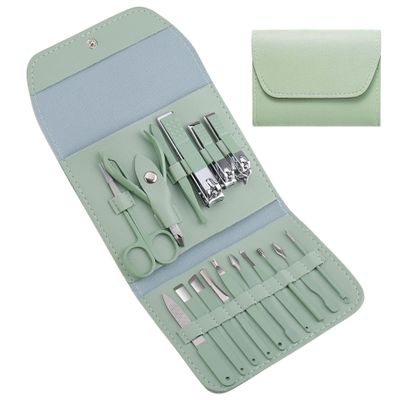 16-Piece Manicure Set Nail Clippers Stainless Steel Manicure Kit - Portable Travel Grooming Kit - Facial, Cuticle and Nail Care Earwax Removal