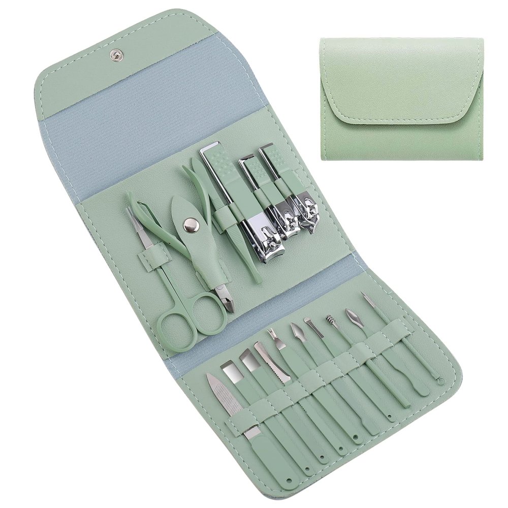 16-Piece Manicure Set Nail Clippers Stainless Steel Manicure Kit - Portable Travel Grooming Kit - Facial, Cuticle and Nail Care Earwax Removal