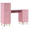 BarberPub Manicure Table, Nail Makeup Desk with Drawers, Storage Beauty Salon Workstation 2611 (Pink) view 1