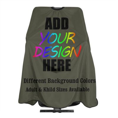 AMOU Customized Barber Cape, Custom with Image Text Salon Haircut Capes,MilitaryGreen