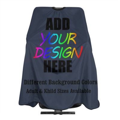 AMOU Customized Barber Cape, Custom with Image Text Salon Haircut Capes,Navy Blue